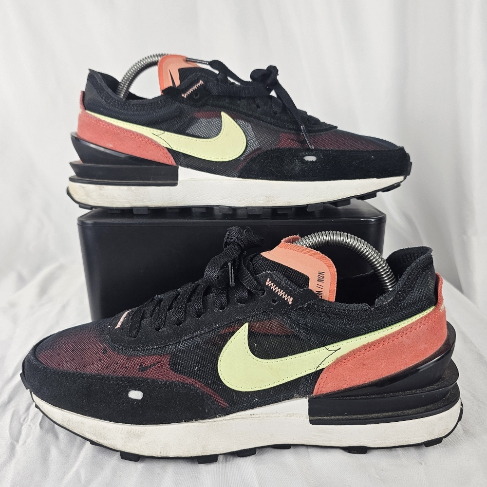 Nike Womens Trainers Waffle One Black/Lime Ice Magic Ember Size 9